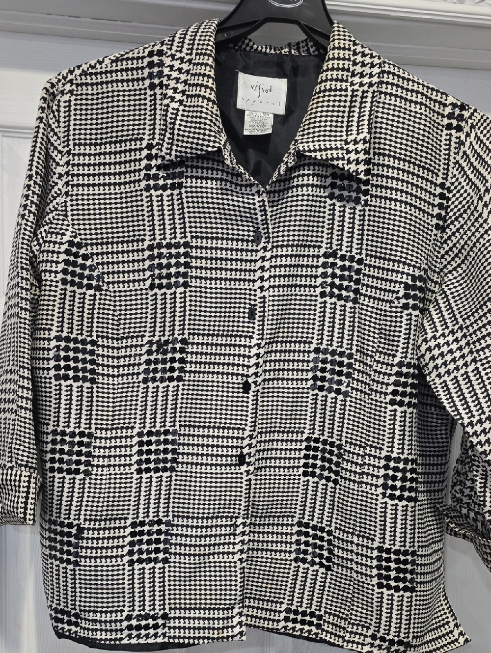Vijjod Black and White Plaid Button-Front Blouse